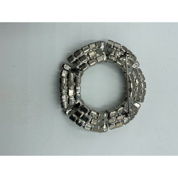 Vintage Unsigned High End Rhodium Plated & Rhinestone Geometric Brooch - Picture 3 of 7